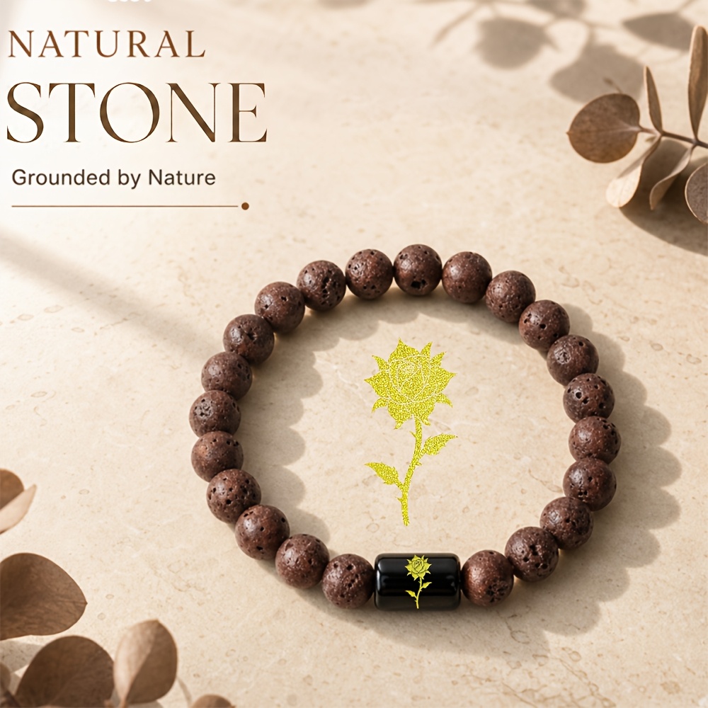 Bohemian Rose & Thorn Natural Stone Beaded Bracelet